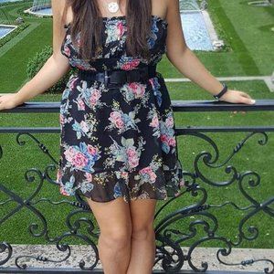 Floral strapless dress